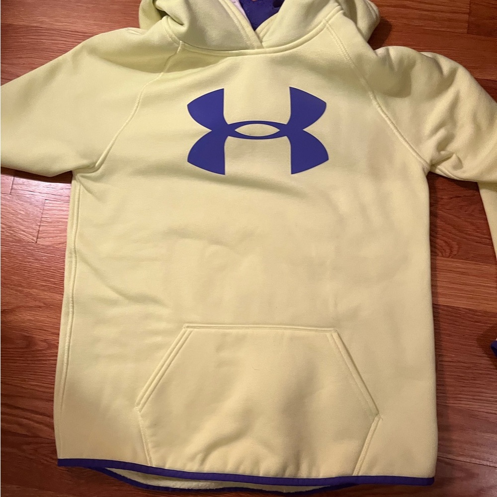Girls Under Armour nylon hoodie — neon yellow